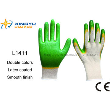 T/C Shell Double Colors Latex Coated Safety Work Glove (L1411)